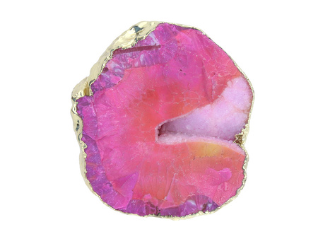 Agat druzy / w okuciu / plaster nieregularny / 48x42x10mm / ciemny różowy / 1szt