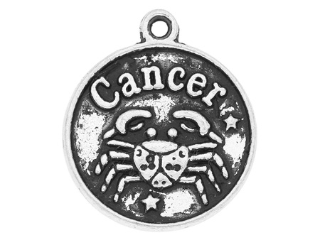 Cancer / znak zodiaku / zawieszka charms / 20x18x1.5mm / srebrny / 2szt