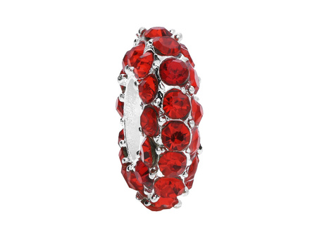 Oponka Glamm™ / przekładka / 40 cyrkonii / 4x12x12mm / Srebrny, Siam Ruby / otwór 5mm / 1szt