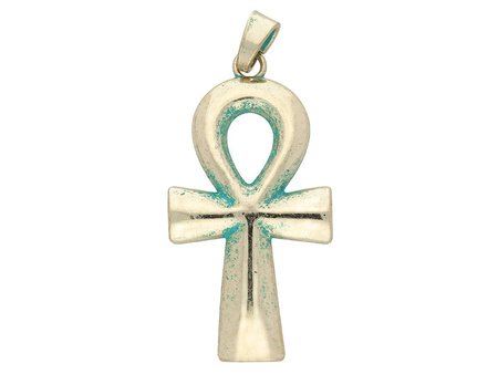 Ankh / zawieszka / 90x41x4mm / antyczny złoty - Aqua / 1szt