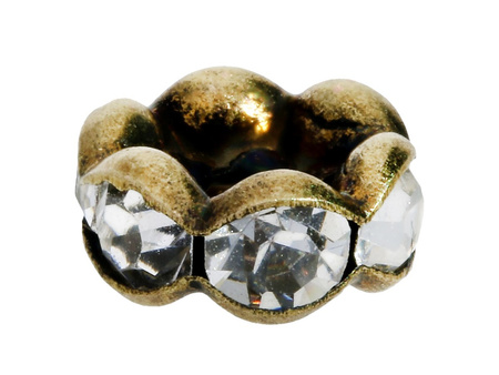 GlitteRing™ / przekładka / round / 10mm / kolor antyczny złoty, Crystal / otwór 2mm / 20szt