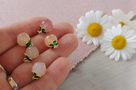 Agat / zawieszka brzoskwinia / 10-12mm / metal/ kamień naturalny/ 1szt