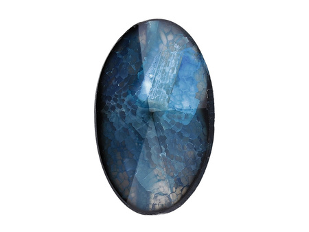 Agat / owal fasetowany / 38x24x13mm / szaro-niebiesko-czarny / 1szt