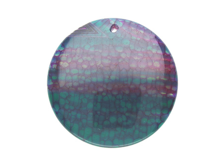 Agat / zawieszka / koło / 42x42x7mm / zielono-fioletowy / 1szt