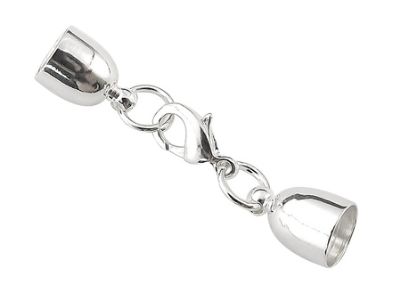 Komplet miedzianych końcówek z karabińczykiem, dzwoneczki / kolor srebrny / 10mm / otwór 4.5mm