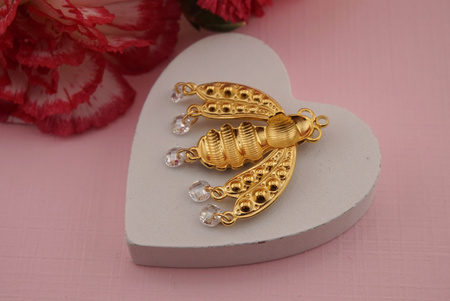 Pszczoła z cyrkoniami / zawieszka ze stali chirurgicznej / 31x29mm / złoty / 1szt