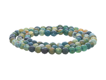 Agat ognisty / kula fasetowana / 4mm / ciemny zielony / 90szt