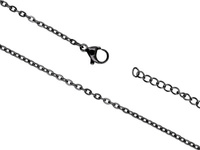 Łańcuszek Rolo z zapięciem / stal chirurgiczna / 1.4x0.6mm, dł.45+5cm / czarny / 1szt
