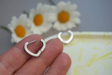 Kolczyki serce / stal chirurgiczna / 16mm / srebrny / 2szt