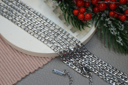 Łańcuszek figaro z karabińczykiem / stal nierdzewna / 3mm / srebrny / 45 + 5cm