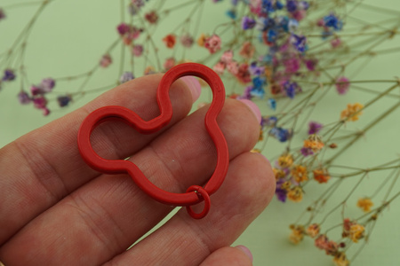 Baza breloka / głowa myszki / stal chirurgiczna / 3,9x3,2cm / czerwony / 1szt