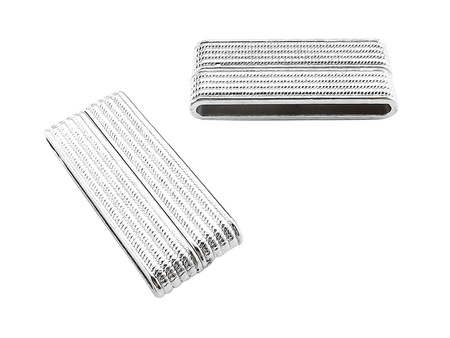 Zapięcie magnetyczne płaskie / kolor srebrny / długi płaski otwór /  32x14x7mm / otwór 4x29mm