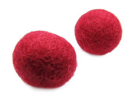 Koraliki filcowe, czerwone / kula / 10mm / 2szt