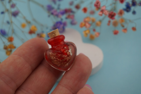 Fiolka serce / czerwony / szkło lampwork / 22x20mm / 1szt