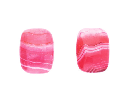 Agat / płytka / 18x13x6mm / różowo-biały / 2szt