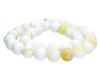 Muszla matowa / kula / 10mm / biało-żółty / 36szt