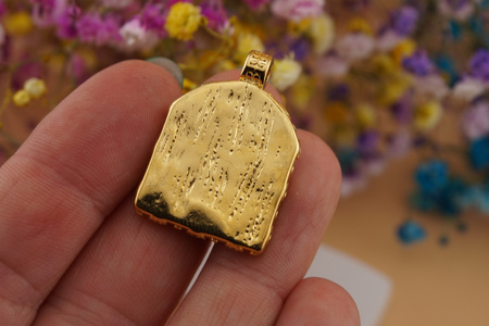 Ramka z misiem / zawieszka ze stali chirurgicznej / 30x20mm / złoty / 1szt