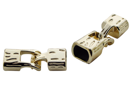 Zapięcie ozdobne / metalowe ze wzorem / 28x14x10mm  / złoty, KC Gold / otwór 10x7mm / 1szt