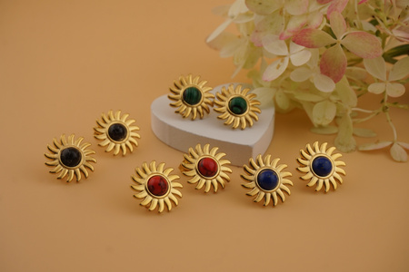 Sztyfty z czarnym oczkiem / stal chirurgiczna / 17mm / złoty / 2szt