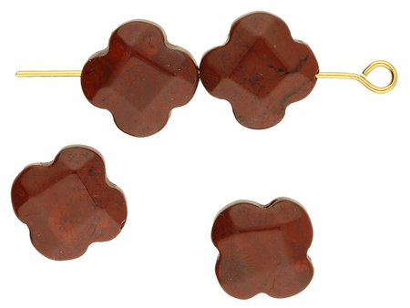 Jaspis czerwony / koniczynka fasetowana / 12x12mm / otwór 1mm / grubość 5mm / 1szt