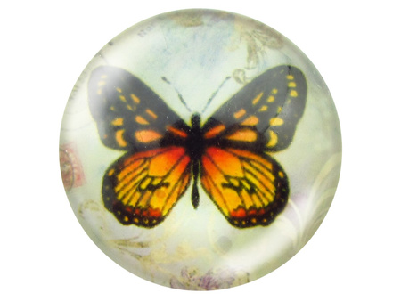 Kaboszony szklane z grafiką 20mm PT1530 / czarno-pomarańczowy / 2szt