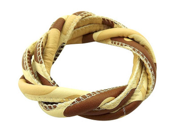 Rzemień szyty, ekologiczny, moro / beżowo-brązowy / 5mm / 1m /