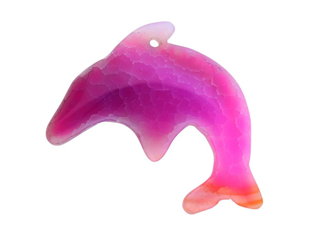 Agat / zawieszka / delfin / 42x53x6mm / ciemny różowy / 1szt