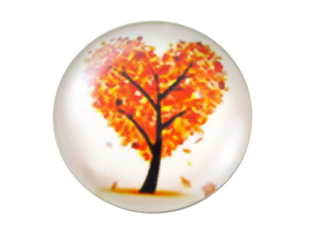 Kaboszony szklane z grafiką, K20 PT1073 / biało-pomarańczowy / 20mm / 2szt