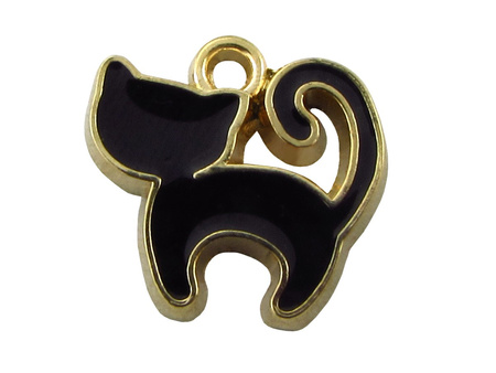 Kotek SweetCharm™ / zawieszka charms / 12x13mm / kolor złoto-czarny / otwór 1.7mm / 1szt