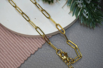 Łańcuszek spinacze z karabińczykiem / stal nierdzewna / 3,2mm / złoty / 45+5cm