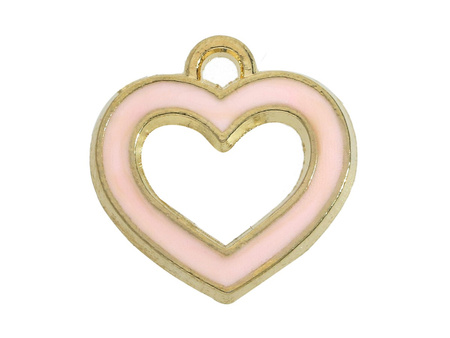 Serce SweetCharm™ / zawieszka charms / 14x13.5x2mm / kolor brzoskwiniowy, KC Gold / 2szt