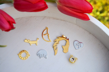 Leniwiec / łącznik / 16x14mm / stal chirurgiczna / złoty / 1szt