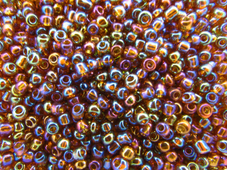 Koraliki szklane drobne, transparent rainbow / Smoked Topaz / 2,3mm / otwór round / 20g