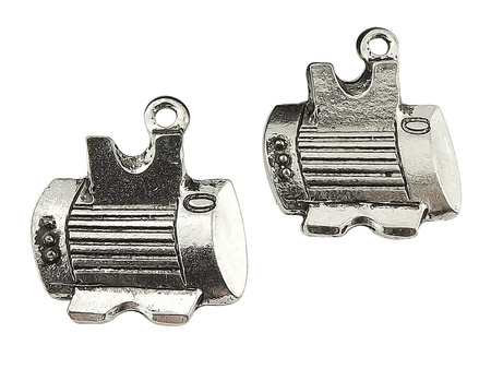 Drukarka, zawieszka charms, ozdobna / kolor srebrny / 23x21x2mm / otwór 2mm / 2szt