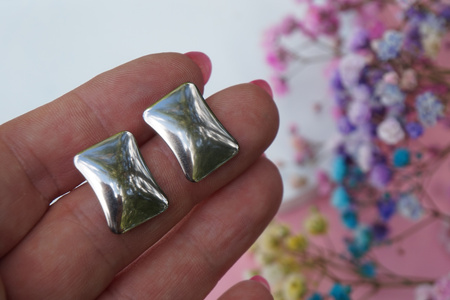 Sztyfty prostokąty ozdobne / stal chirurgiczna / 27x16mm / srebrny / 2szt