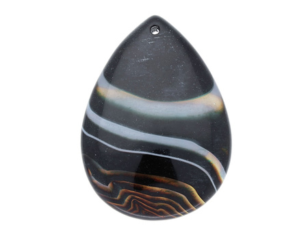Agat / zawieszka / kropla / 52x38x6.5mm / brązowo-zielony / 1szt