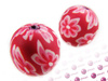Koraliki fimo, czerwono-różowe / kula / 20mm / otwor 2mm / 2szt
