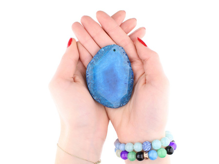 Agat / zawieszka / owal nieregularny / 72x54x8mm / ciemny niebieski / 1szt