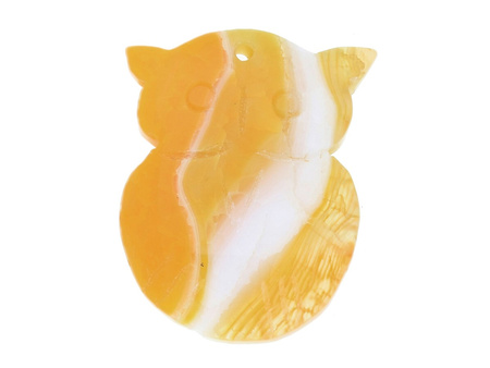 Agat / zawieszka / sowa / 40x32x8mm / pomarańczowo-biały / 1szt