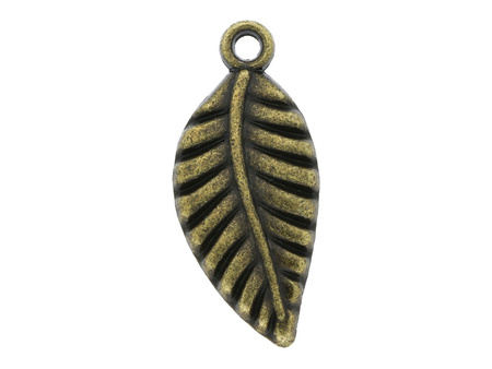 Liść / zawieszka charms / 24x11mm / antyczny brąz / 4szt