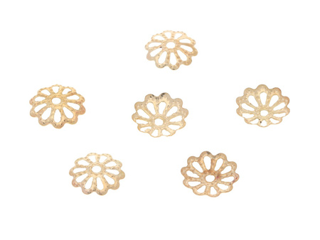Kwiatki ażurowe / nakładki na koraliki / 8mm / KC Gold / otwór 1mm / 70szt