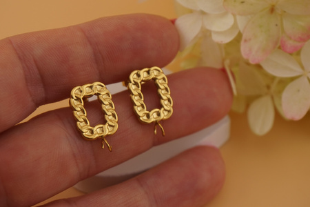 Sztyfty imitacja łańcuszka / stal chirurgiczna / 11x14mm / złoty / 2szt