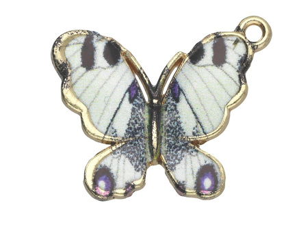 Motyl SweetCharm™ / zawieszka charms / 18x21x2.5mm / KC Gold, ecru / 2szt