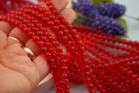 ClearBeads™ / kula szklana / 6mm / czerwony / 140szt