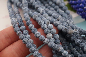 Agat trawiony / kula / 6mm / grafitowy / około 60szt