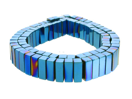 Hematyt, kamień naturalny / prostokąt z dwoma otworami / 4x8mm / Deep Blue / otwór 1mm / 90szt