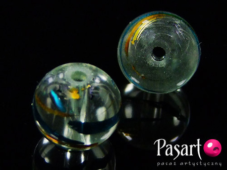 Koraliki szklane malowane , białe / kula / 6mm / otwór 1mm / 24szt