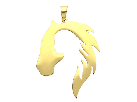 Głowa konia / zawieszka z krawatką / 36x25mm / stal chirurgiczna / złoty / 1szt