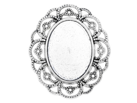 Baza naszyjnika gotycka / łącznik / na kaboszon 18x25mm / 40x34x2.5mm / srebrny / 1szt