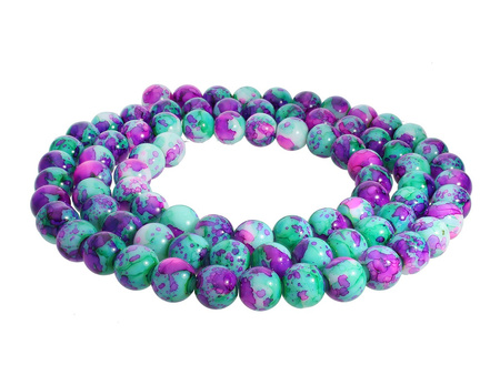 Candy™ / koraliki szklane / kula / 12mm / zielono - różowy / otwór 2mm / 1 sznur